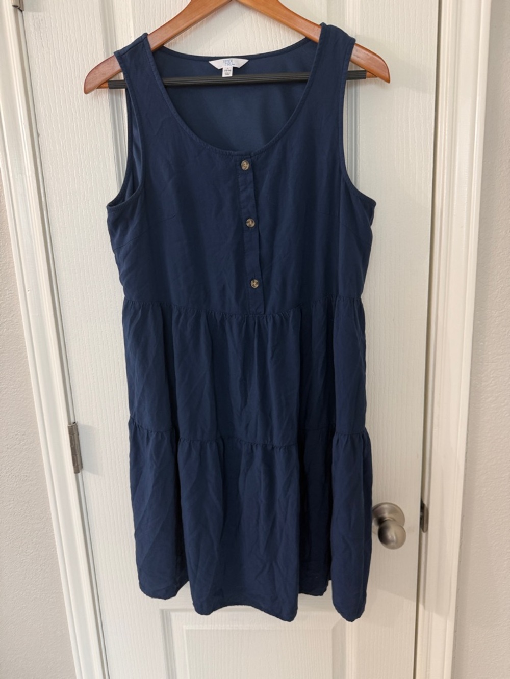 Time and Tru Navy Button-Front Sleeveless Dress